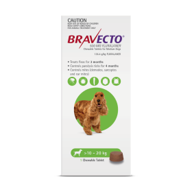 Bravecto Chewables Dog Medium 22 - 44lbs Green