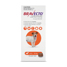 Bravecto Chewables Dog Small 4.5-10kg Orange