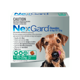 NexGard Chewables Dog Medium 10.1-25kg Green