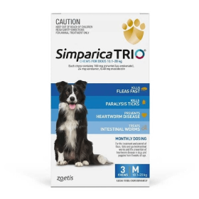 Simparica Trio Medium Dogs 10.1-20kg Blue