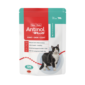 Antinol Plus Joint + Skin + Coat Cat 120 Capsules Pouch Front