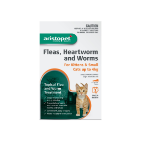 Aristopet Flea Heartworm & Worms Spot On Kittens & Small Cats Up To 4kg Orange