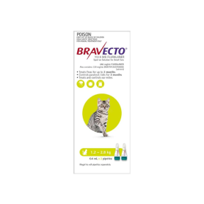 Bravecto Spot On Cat Small 2.6 - 6.2lbs Green 2 Pack