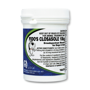 Fido's Closasole 10kg broadspectrum wormer for dogs & cats