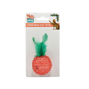 Kitty Play Christmas Cat Toy Ball with Feather 5cm