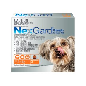 NexGard Chewables Dog Extra Small 2-4kg Orange