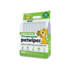 Petkin Pet Wipes Travel Pack Bamboo 100 Pack