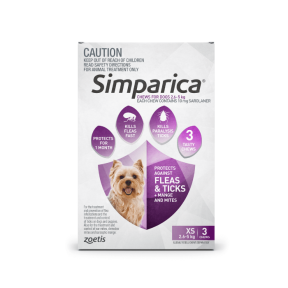 Simparica for Extra Small Dogs 2.6 - 5kg Purple 3 pack