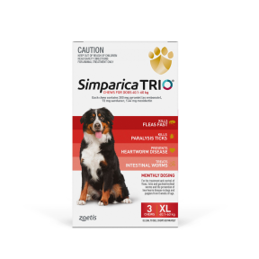 Simparica Trio Dog Extra Large 40.1 - 60kg Red