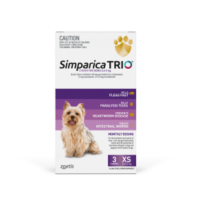 Simparica Trio Dog Extra Small 2.6 - 5kg Purple 3 Chews