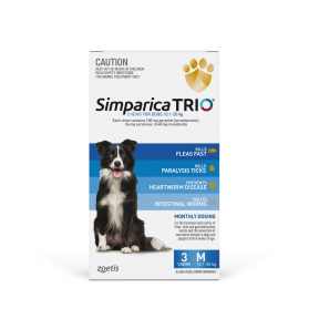 Simparica Trio Dog Medium 10.1 - 20kg Blue