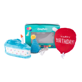 ZippyPaws Birthday Gift Box Blue Dog Toy