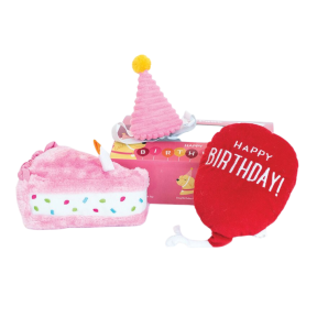 ZippyPaws Birthday Gift Box Pink Dog Toy
