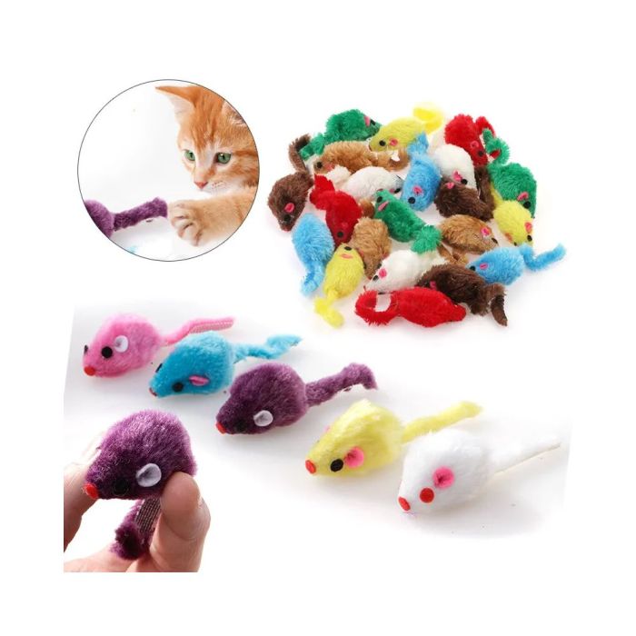 Mice Rattle Furry Cat Toy 24 Pack