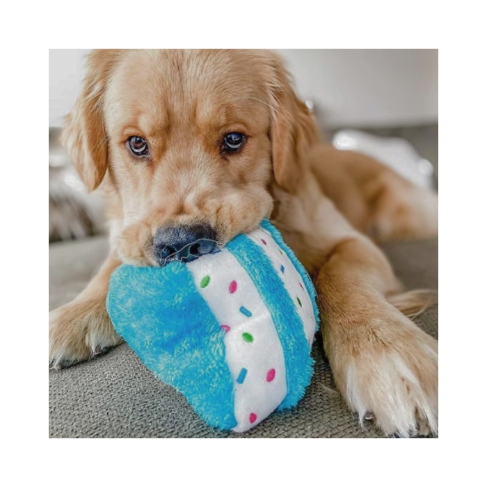ZippyPaws NomNomz Plush Blue Birthday Cake Dog Toy ZippyPaws NomNomz Plush Blue Birthday Cake Dog Toy