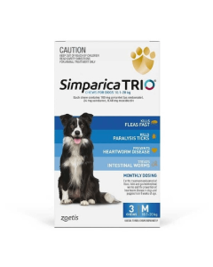 Simparica Trio Dog Medium 22.1 to 44.0lbs Blue