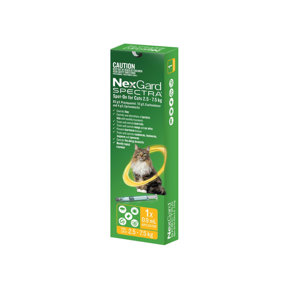 NexGard Spectra Spot On Cat Large 5.5 16.5 lbs Yellow VetShopmax