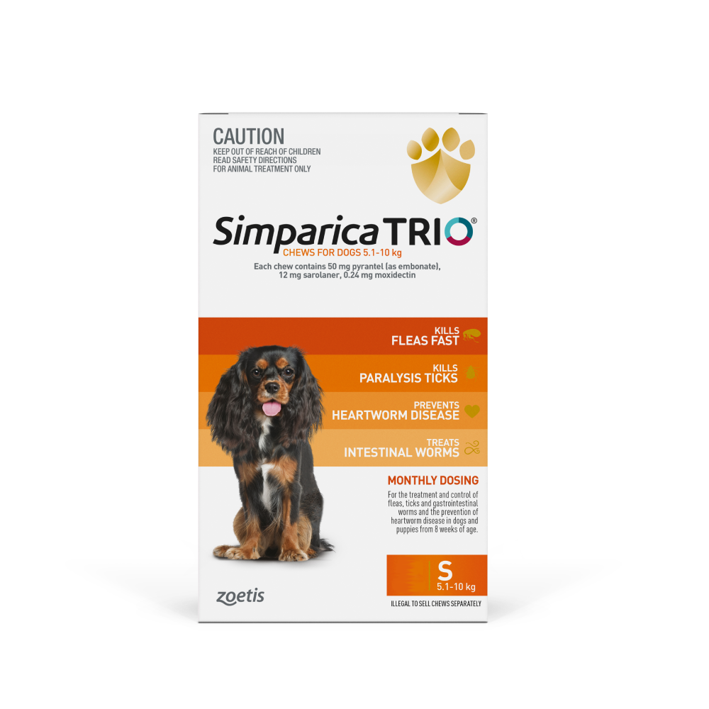 Simparica Trio Dog Small 22lbs Orange VetShopmax