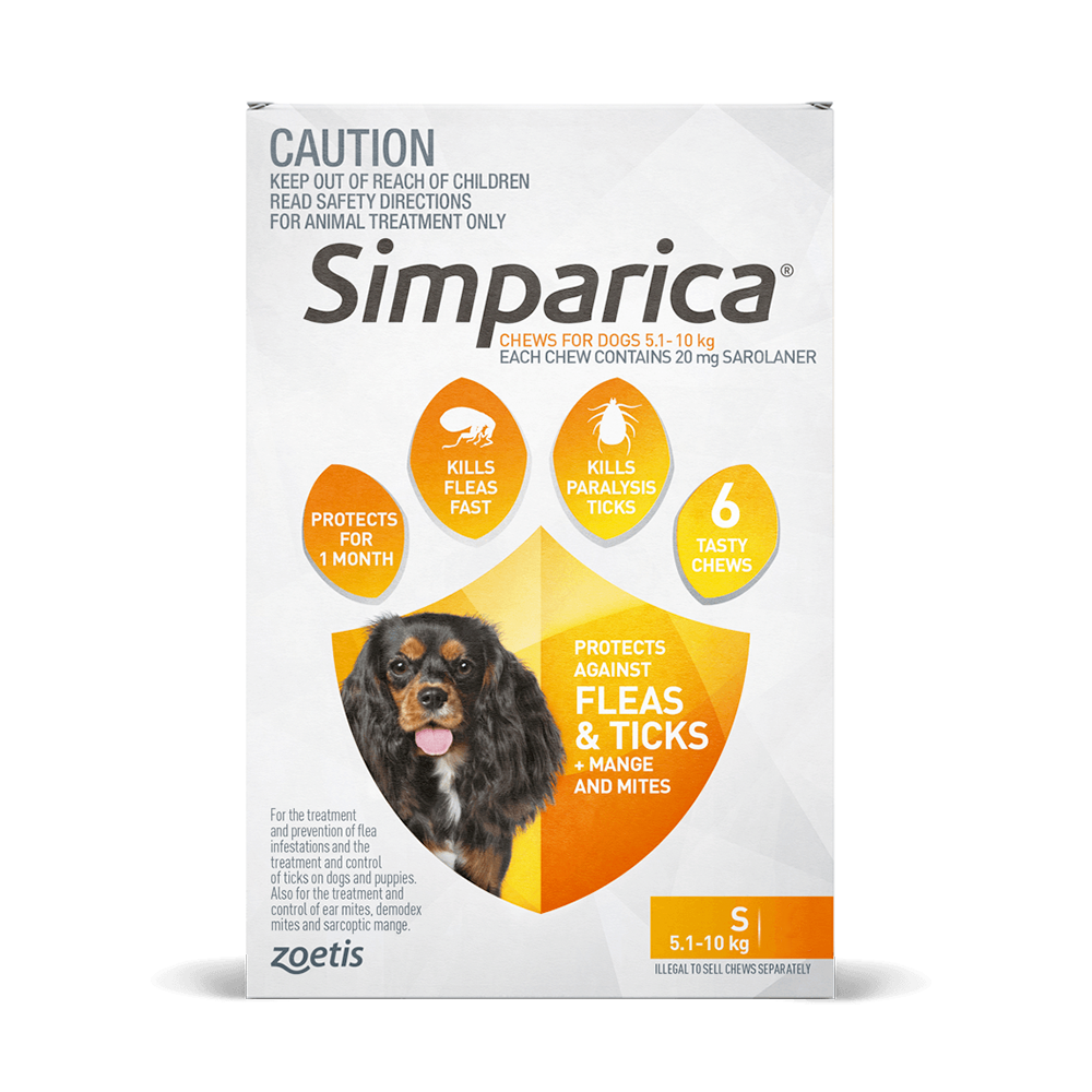 Simparica Orange Small Dog 11.1 22lbs No Rx Required