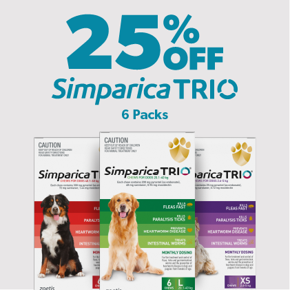 25% Off Simparica Trio 6 packs